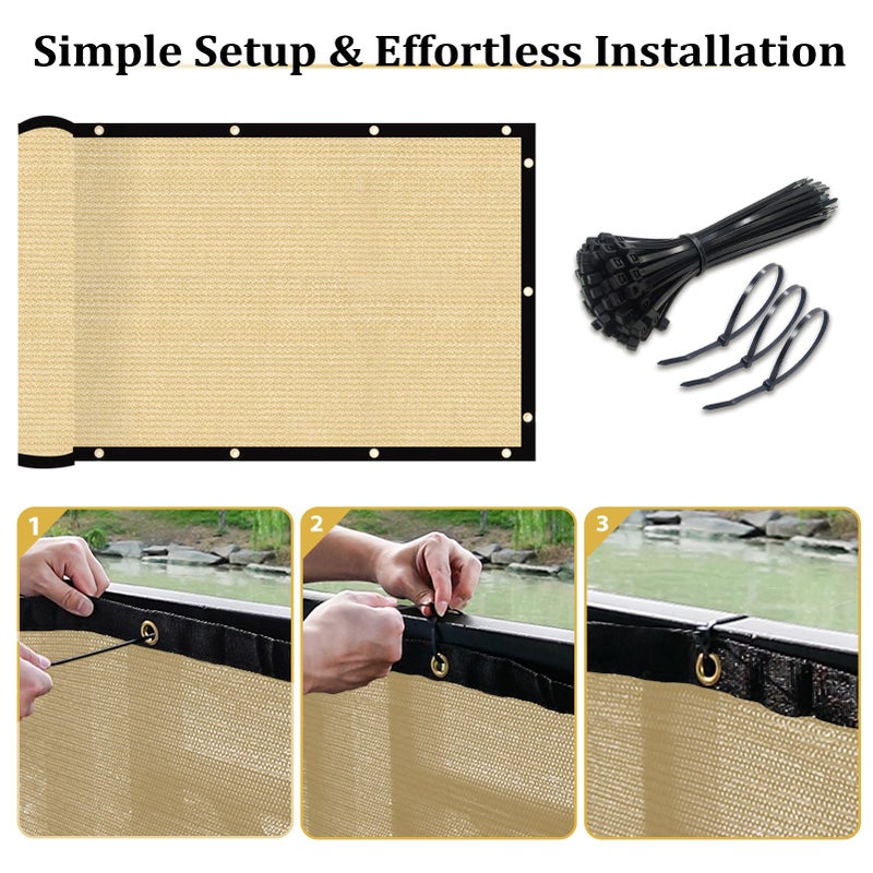 Shade&Beyond 6' X 50' Fence Privacy Screen Heavy Duty 170 GSM Fencing Mesh Shade Net Cover for Wall Garden Back Yard Outdoor Home Decoration, Sand - Image 5